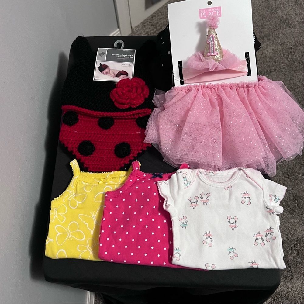 Baby Clothing Lot with Pink Tutu and Ladybug Photo Prop NEW!